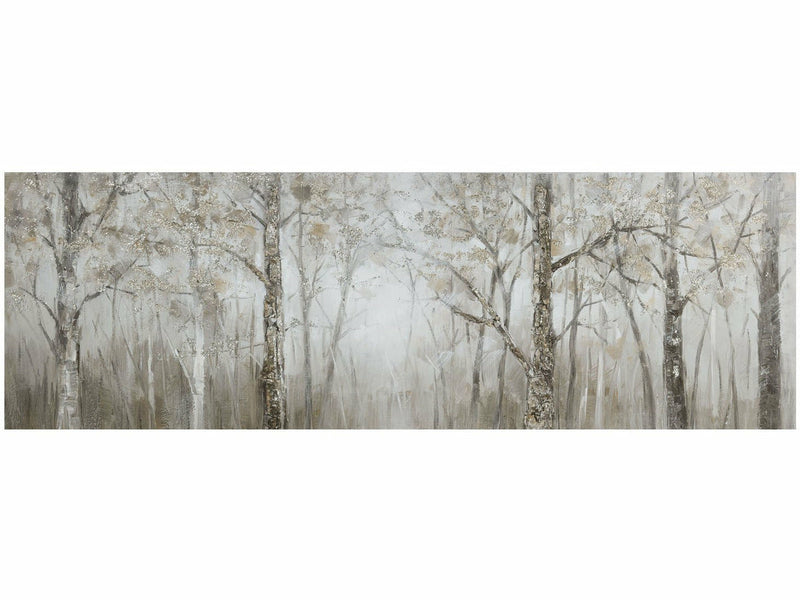 Metsämaisema öljymaalaus tunnelma kangaskuva 50x150 cm luonnonvärinen