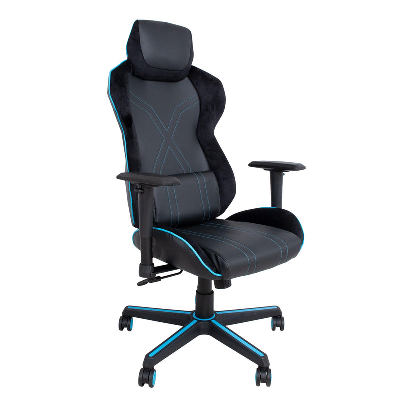 Master 1 pelituoli musta ja turkoosi väritys ergonominen muotoilu