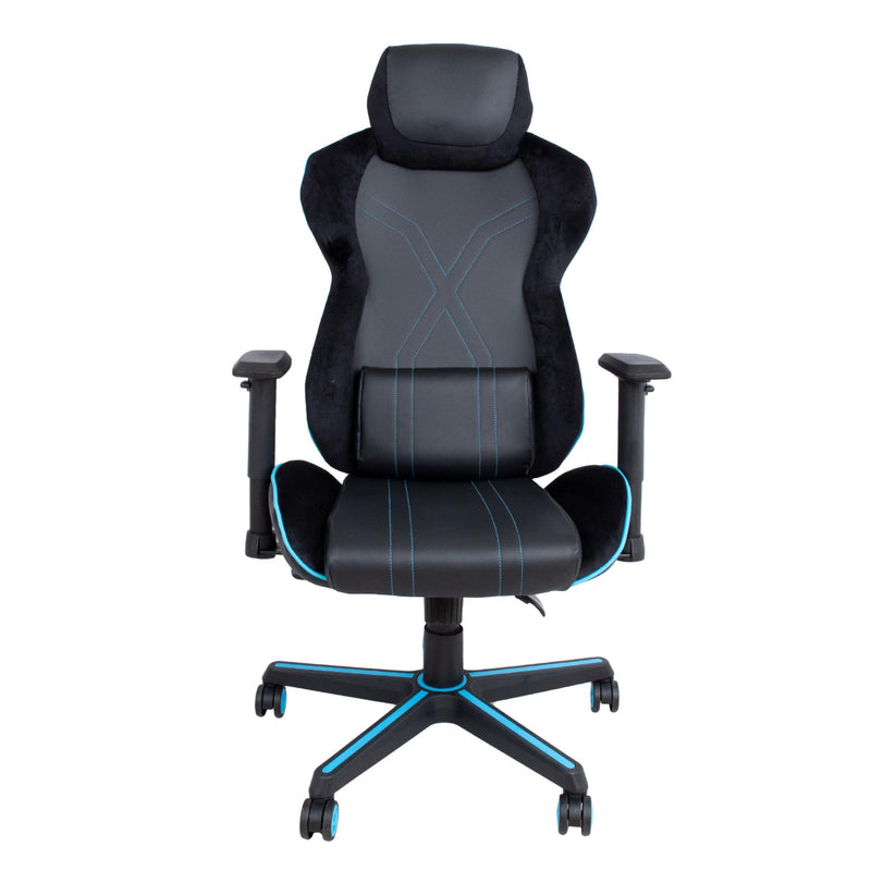 Master 1 pelituoli musta ja turkoosi väritys ergonominen muotoilu
