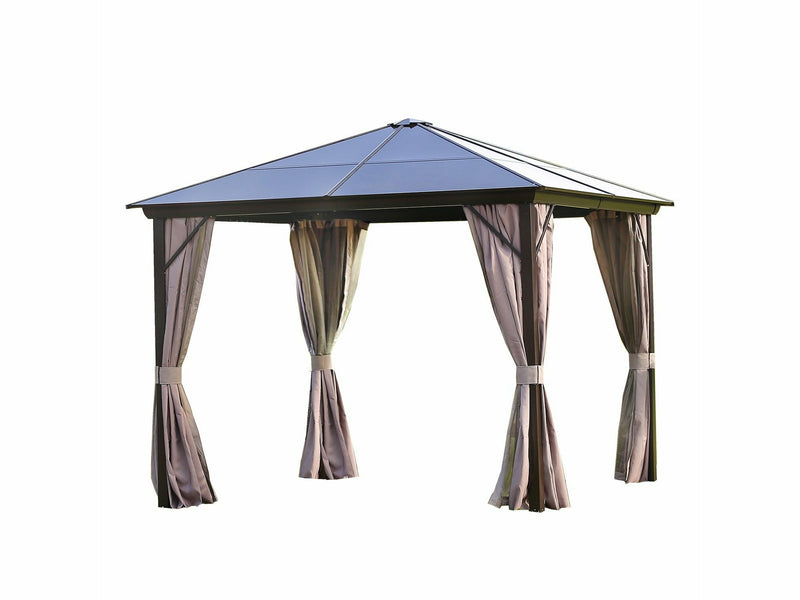 Sunset Paviljonki I kovakattoinen paviljonki 3x3 m ruskea taupe