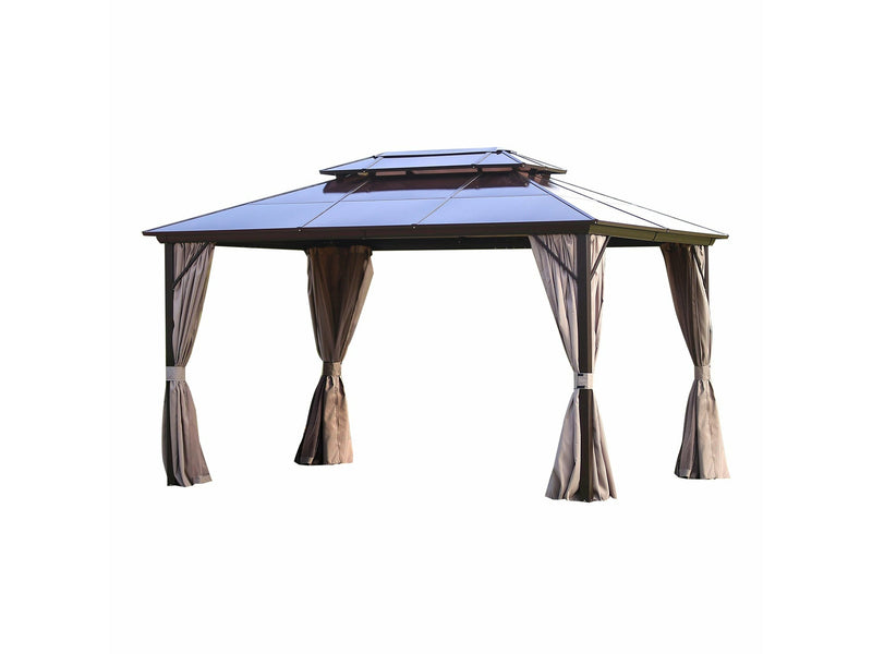 Sunset Paviljonki Lux kovakattoinen paviljonki 3x4 m ruskea taupe