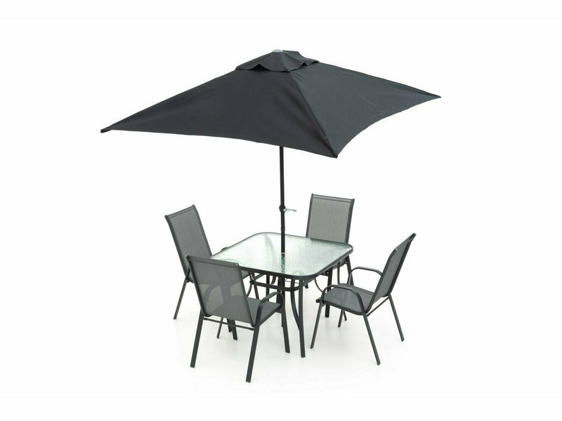 Cannes ruokailuryhmä 6-osainen musta pihakalusteryhmä metallirunko