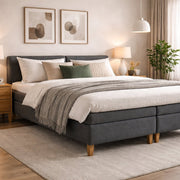 UINU Premium++ jenkkisänky vaaleanharmaa kangas ja paksu patja