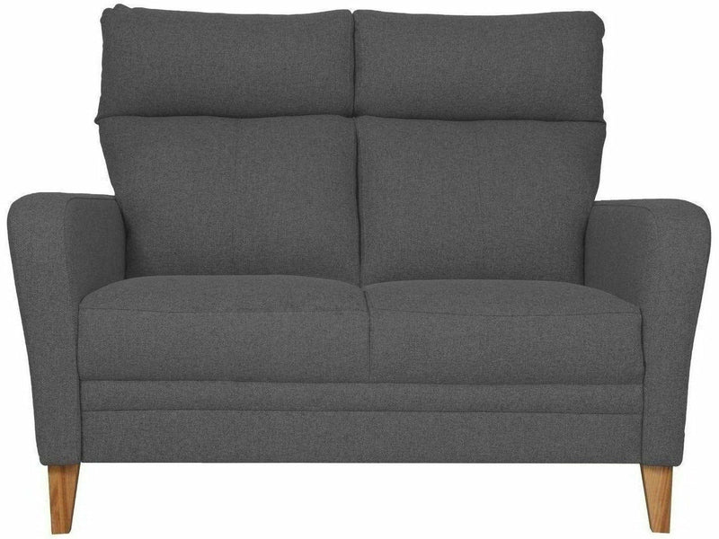 Eliana ergonominen 2-istuttava sohva tammenväriset jalat vaaleanharmaa kangas
