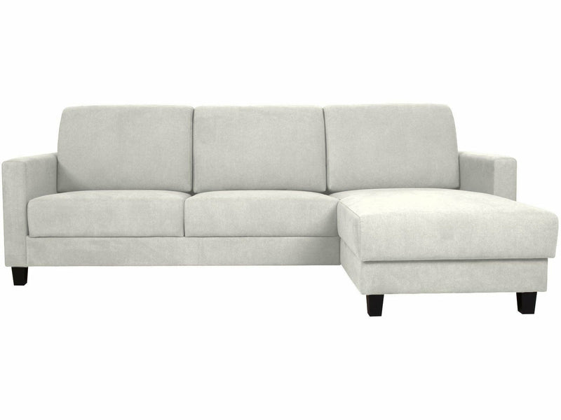 Mirena iso oikea divaanivuodesohva vaaleanharmaa kangas vuodevaatelaatikolla