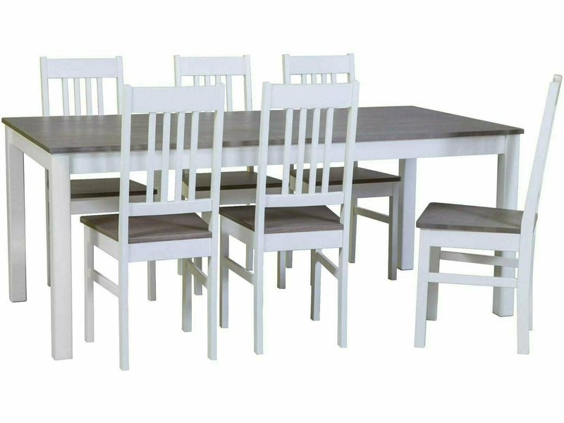 MAKU Anis 6 ruokailuryhmä valkoinen ja harmaa moderni design