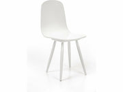 MAKU Pool ruokapöydän tuoli valkoinen muovi ja puujalat