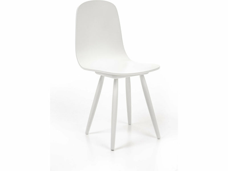 MAKU Pool ruokapöydän tuoli valkoinen muovi ja puujalat