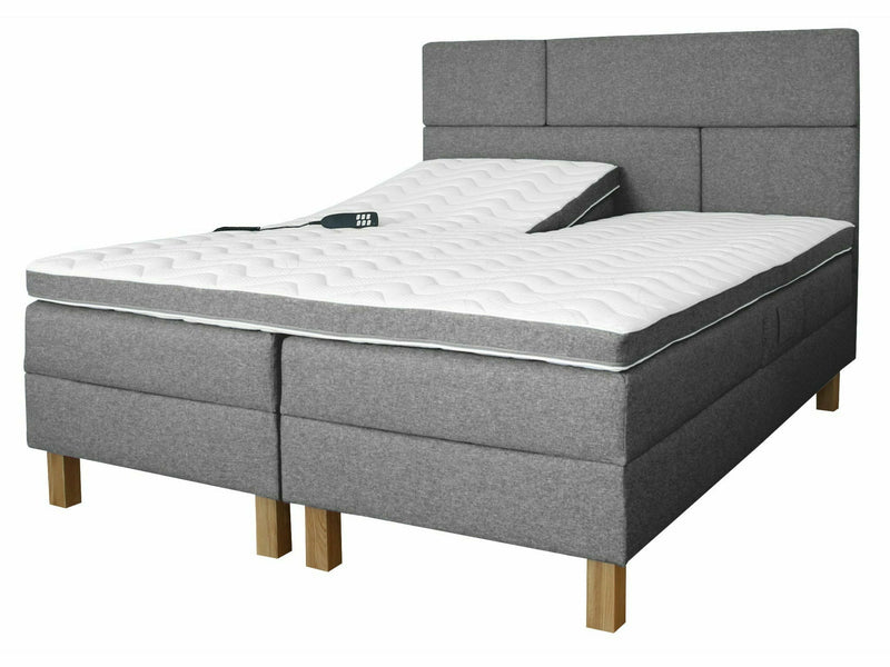 UINU Comfort Optima moottorisänkysetti runkopatjat grafiitinharmaa kangas päädyllä