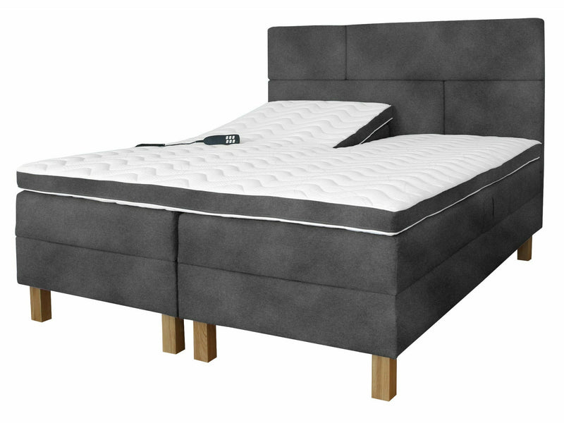 UINU Comfort Optima moottorisänkysetti runkopatjat grafiitinharmaa kangas päädyllä