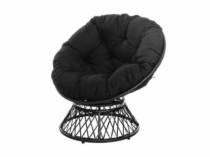 Valencia lepotuoli pihatuoli musta polyrottinkirunko