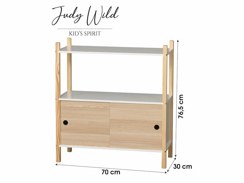 Judy Wild Kid's Spirit lasten kaappi liukuovilla ja hyllyllä valkoinen puu
