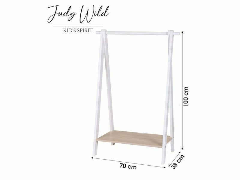 Judy Wild Kid's Spirit lasten vaaterekki kenkätasolla valkoinen puu
