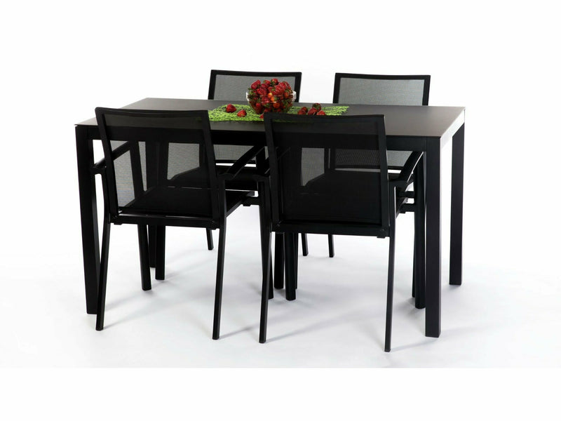 Garden Pro pöytäryhmä pihakalusteryhmä musta alumiinirunko ulkokäyttöön