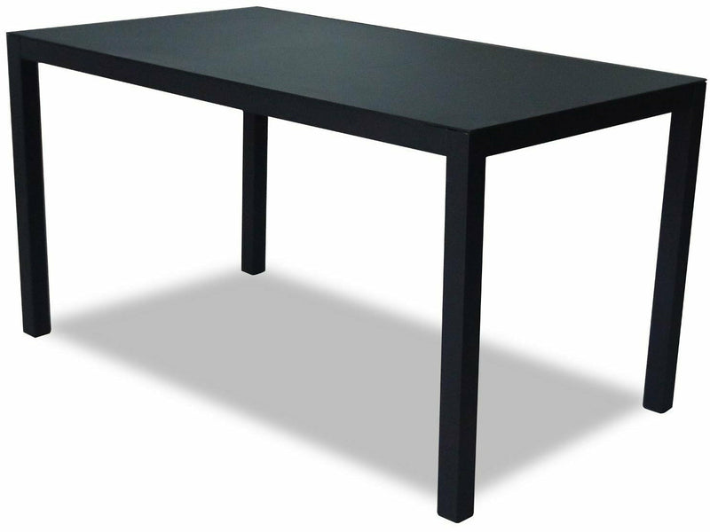 Garden Pro pihapöytä musta metallirunko 140x80 cm ulkokäyttöön